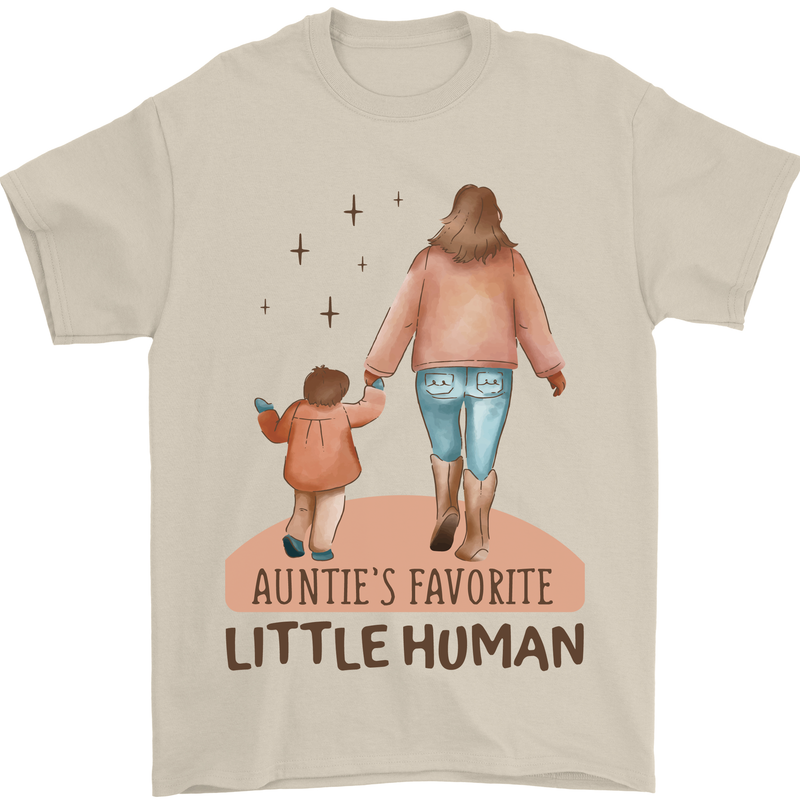 Aunties Favourite Human Funny Niece Nephew Mens T-Shirt 100% Cotton Sand
