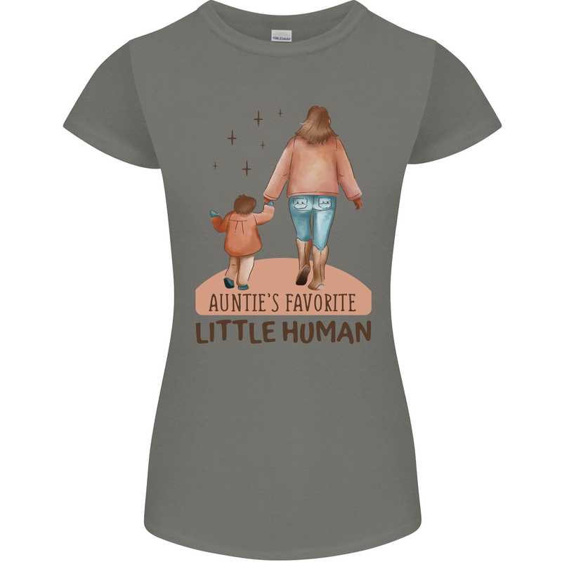 Aunties Favourite Human Funny Niece Nephew Womens Petite Cut T-Shirt Charcoal