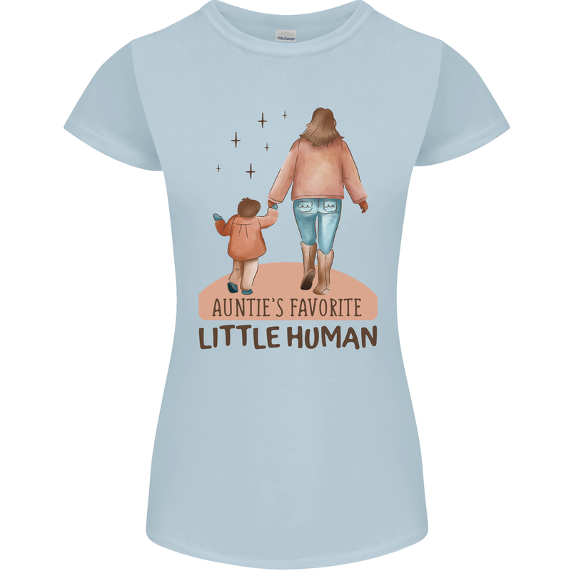Aunties Favourite Human Funny Niece Nephew Womens Petite Cut T-Shirt Light Blue