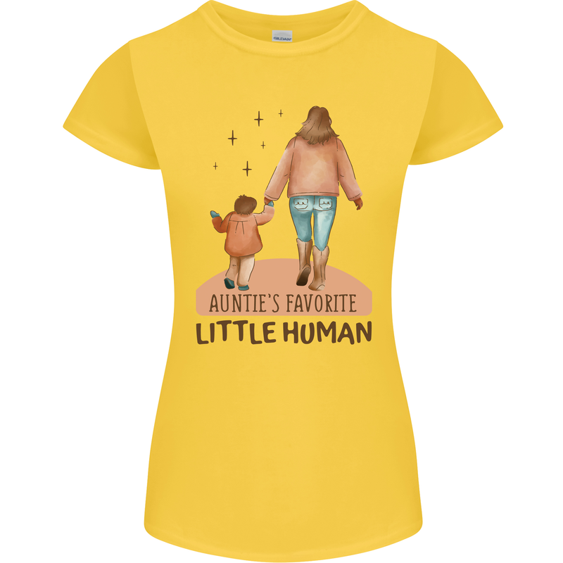 Aunties Favourite Human Funny Niece Nephew Womens Petite Cut T-Shirt Yellow