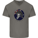 Australian Bodybuilding Flag Gym Training Spartan Mens V-Neck Cotton T-Shirt Charcoal
