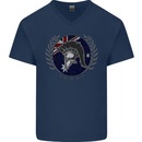 Australian Bodybuilding Flag Gym Training Spartan Mens V-Neck Cotton T-Shirt Navy Blue
