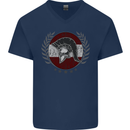 Austria Bodybuilding Flag Gym Training Austrian Mens V-Neck Cotton T-Shirt Navy Blue