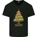 Avocado Christmas Tree Xmas Funny Food Mens V-Neck Cotton T-Shirt Black
