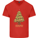 Avocado Christmas Tree Xmas Funny Food Mens V-Neck Cotton T-Shirt Red