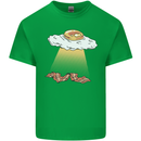 Bacon Abduction Funny Alien UFO Food Kids T-Shirt Childrens Irish Green