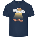 Bacon Abduction Funny Alien UFO Food Kids T-Shirt Childrens Navy Blue