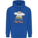 Bacon Abduction Funny Alien UFO Food Mens 80% Cotton Hoodie Royal Blue