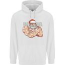 Bad Santa Christmas Tattoo Xmas Biker Gym Mens 80% Cotton Hoodie White