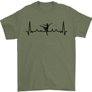 Ballet Dancer ECG Dancing Ballerina Pulse Mens T-Shirt 100% Cotton Military Green
