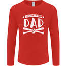 Baseball Dad Funny Fathers Day Mens Long Sleeve T-Shirt Red