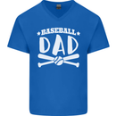 Baseball Dad Funny Fathers Day Mens V-Neck Cotton T-Shirt Royal Blue