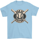 Baseball Dad of Ballers Funny Fathers Day Mens T-Shirt 100% Cotton Light Blue