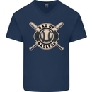 Baseball Dad of Ballers Funny Fathers Day Mens V-Neck Cotton T-Shirt Navy Blue