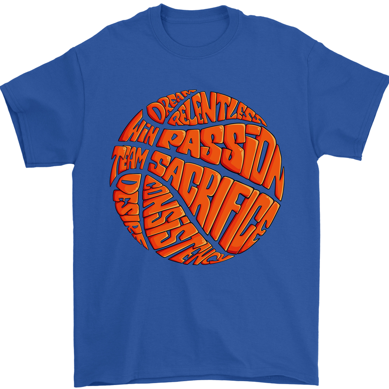 Basketball Word Art Mens T-Shirt 100% Cotton Royal Blue