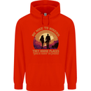 Be Nice to Hikers Funny Hiking Mountains Mens 80% Cotton Hoodie Bright Red