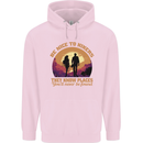 Be Nice to Hikers Funny Hiking Mountains Mens 80% Cotton Hoodie Light Pink