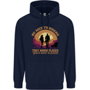 Be Nice to Hikers Funny Hiking Mountains Mens 80% Cotton Hoodie Navy Blue