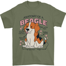 Beagle Anatomy Funny Dog Mens T-Shirt 100% Cotton Military Green