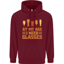 Beer Glasses Funny Alcohol Old Age Mens 80% Cotton Hoodie Maroon