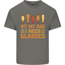 Beer Glasses Funny Alcohol Old Age Mens Cotton T-Shirt Tee Top Charcoal