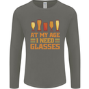 Beer Glasses Funny Alcohol Old Age Mens Long Sleeve T-Shirt Charcoal