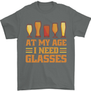 Beer Glasses Funny Alcohol Old Age Mens T-Shirt 100% Cotton Charcoal