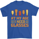Beer Glasses Funny Alcohol Old Age Mens T-Shirt 100% Cotton Royal Blue