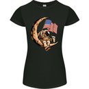 Beer Moon USA Flag Astronaut Space Alcohol Womens Petite Cut T-Shirt