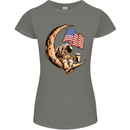 Beer Moon USA Flag Astronaut Space Alcohol Womens Petite Cut T-Shirt