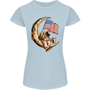 Beer Moon USA Flag Astronaut Space Alcohol Womens Petite Cut T-Shirt