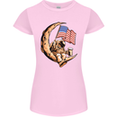 Beer Moon USA Flag Astronaut Space Alcohol Womens Petite Cut T-Shirt