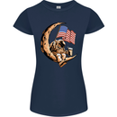 Beer Moon USA Flag Astronaut Space Alcohol Womens Petite Cut T-Shirt
