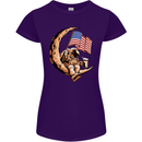 Beer Moon USA Flag Astronaut Space Alcohol Womens Petite Cut T-Shirt