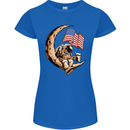 Beer Moon USA Flag Astronaut Space Alcohol Womens Petite Cut T-Shirt