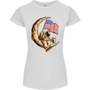 Beer Moon USA Flag Astronaut Space Alcohol Womens Petite Cut T-Shirt