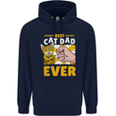 Best Cat Dad Ever Funny Fathers Day Childrens Kids Hoodie Navy Blue