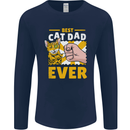 Best Cat Dad Ever Funny Fathers Day Mens Long Sleeve T-Shirt Navy Blue