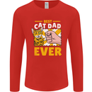 Best Cat Dad Ever Funny Fathers Day Mens Long Sleeve T-Shirt Red