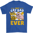 Best Cat Dad Ever Funny Fathers Day Mens T-Shirt 100% Cotton Royal Blue