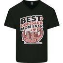 Best Dinosaur Mom Ever Mothers Day Mens V-Neck Cotton T-Shirt Black
