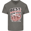 Best Dinosaur Mom Ever Mothers Day Mens V-Neck Cotton T-Shirt Charcoal