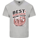 Best Dinosaur Mom Ever Mothers Day Mens V-Neck Cotton T-Shirt Sports Grey