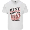 Best Dinosaur Mom Ever Mothers Day Mens V-Neck Cotton T-Shirt White