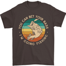 Bet Your Bass Im Going Fishing Funny Fisherman Mens T-Shirt 100% Cotton Dark Chocolate