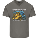 Bike Safety Motorbike Biker Motorcycle Mens V-Neck Cotton T-Shirt Charcoal