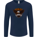 Biker Born to Be Free Motorbike Motorcycle Mens Long Sleeve T-Shirt Navy Blue