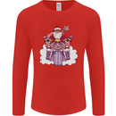Biker Santa Christmas Motorcycle Motorbike Mens Long Sleeve T-Shirt Red