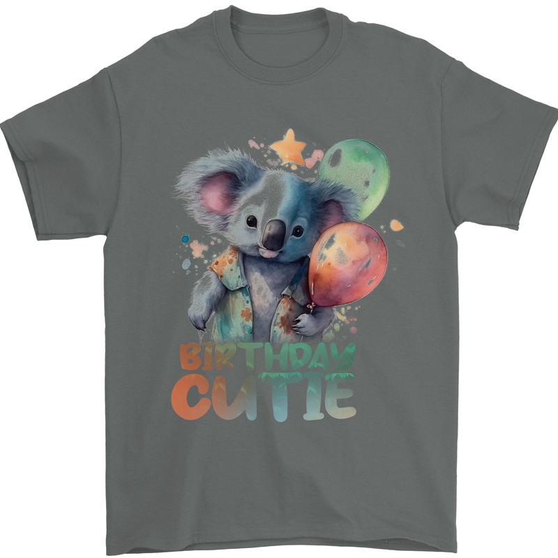 Birthday Cutie Koala 3rd 4th 5th 6th 7th 8th Mens T-Shirt 100% Cotton Charcoal