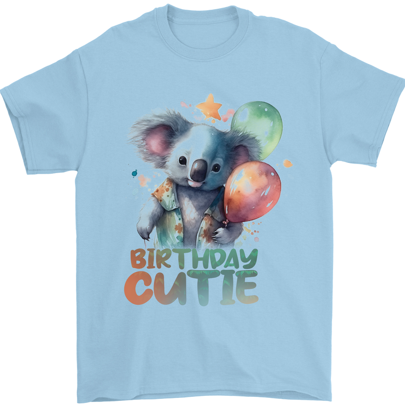 Birthday Cutie Koala 3rd 4th 5th 6th 7th 8th Mens T-Shirt 100% Cotton Light Blue